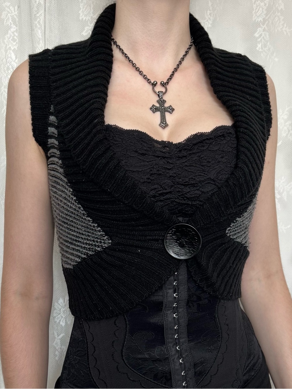 2000s Grunge Whimsygoth Black Cropped Shrug